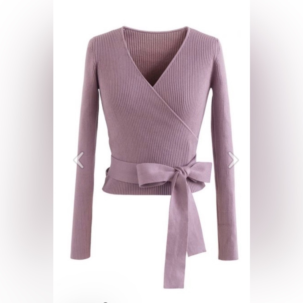 Chicwish Lilac Wrap Sweater & Floral Inky Tulle Midi Skirt Set Size M/L - Picture 6 of 16